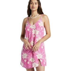 Roxy Day Trip Mini Slip Dress NWT Size M Junior's Pink Wild Oasis